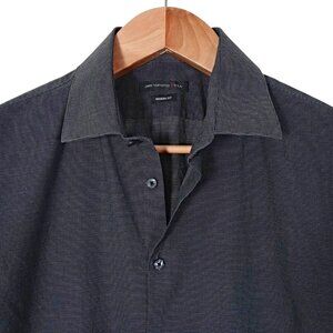 John Varvatos USA Mens Size 18 L Modern Fit Shirt Black Gray Cotton Stretch